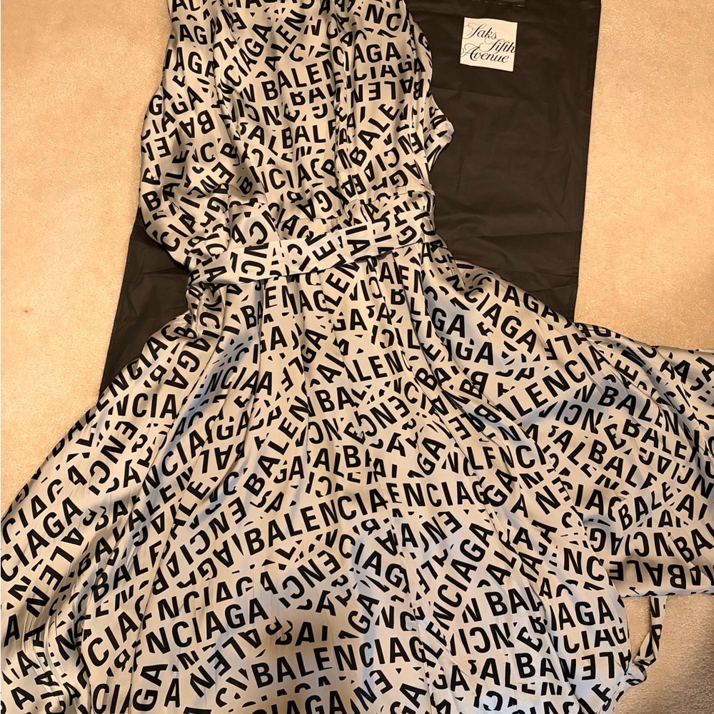Balenciaga Monochrome Logo Maxi Dress